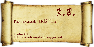 Konicsek Béla névjegykártya